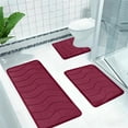 thumbnail image 6 of Bath Mat Set 3 Piece Bathroom Rug Set P Bath Mat Non Slip Bath Mat Super Absorbent Quick Dry Bathroom Floor Mat Soft Coral Fleece Rug Set 19.6x31.4 Inch Large, 6 of 6