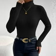 thumbnail image 4 of Womens Long Sleeve Turtleneck Tops Ribbed Knit Mock Neck Basic Shirt Spring Fall Slim Fit Lightweight Sweater, 4 of 6