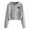 Grey, variant on HNMKIU Blue Hoodie Women Embroidery Long Sleeve Zipper Pocket Shirt Hooded Sweatshirt Top