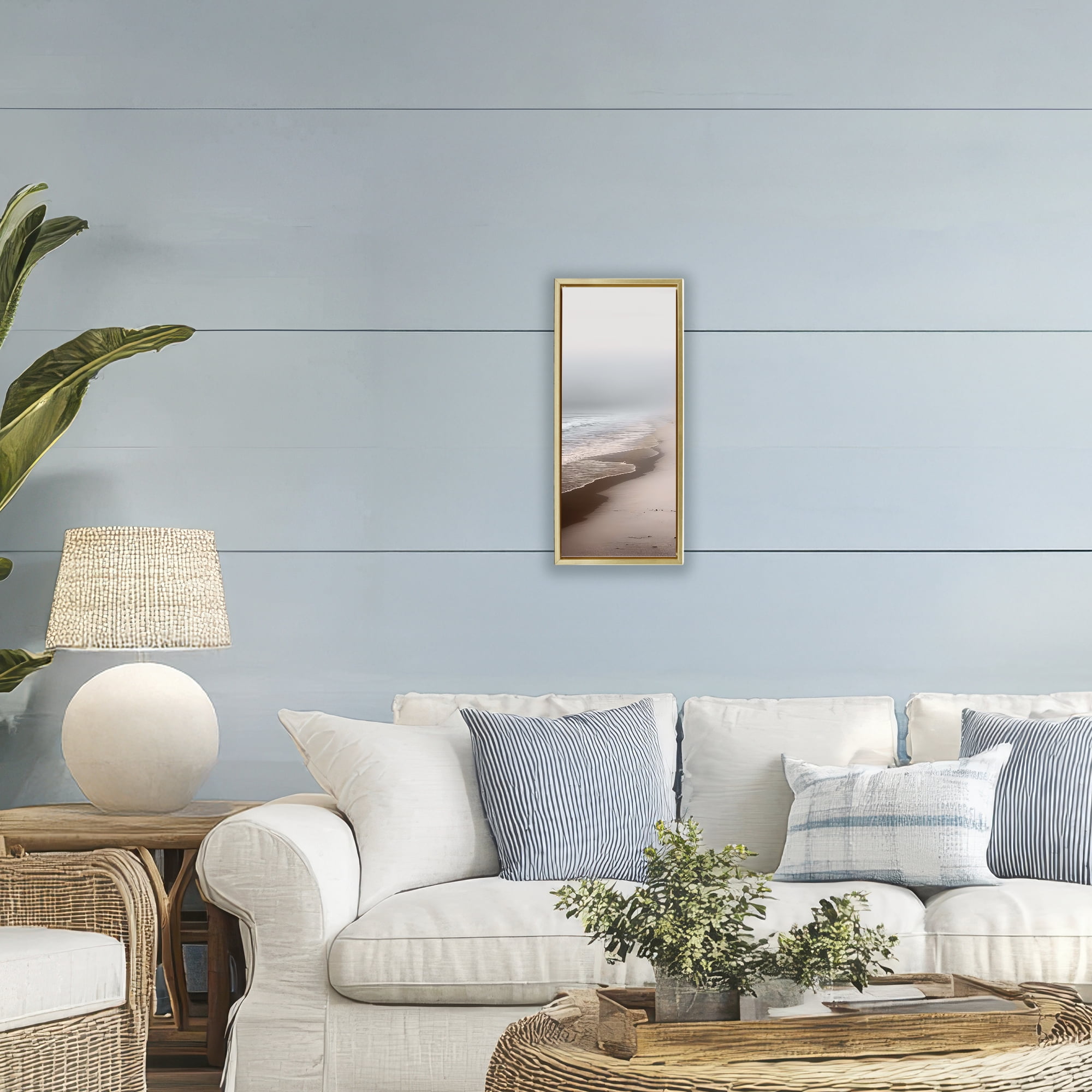 Take Me Down To Sea Again Gold Framed Floater Canvas Wall Art, design by Sasha