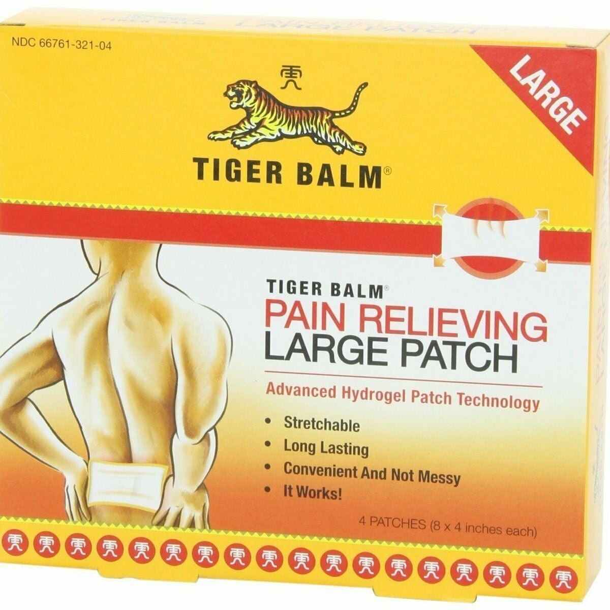 Tiger Balm Pain Relieving Patch, Large - 4 Ea