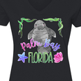thumbnail image 4 of Inktastic Palm Bay Florida Cute Swimming Manatee Women's V-Neck T-Shirt, 4 of 5