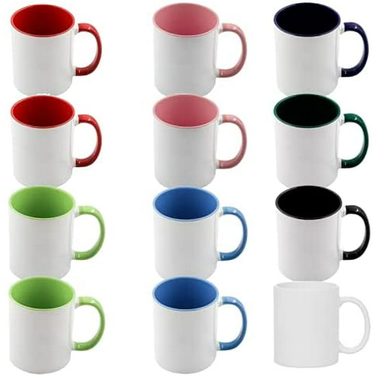 12 Pcs 11OZ Dark Red Rim & Handle Sublimation Mugs with Gift Boxes - Dye-Sublimation  Coffee Cups - Mugsie