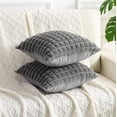 thumbnail image 4 of Fundas de Cojines Gris Suave Piel Sintética 45 x 45 cm Cuadradas Mullidas Fundas de Almohada para Sofá Linda Moda Decorativa para el Hogar Dormitorio Sala de Estar Cama con Cierre, 4 of 5