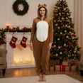 thumbnail image 3 of RUTAYY Family Matching Pajamas Fuzzy Long Sleeve Color Block Warm Cozy Reindeer Print Christmas Sleepwear Xmas Eve Party Holiday Chic Jumpsuits, 3 of 9