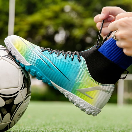 

Unisex Turf Soccer Shoes High Top Football Cleats Anti Slip Breathable Lightweight TF Soccer Cleats For Training Competition Football Shoes