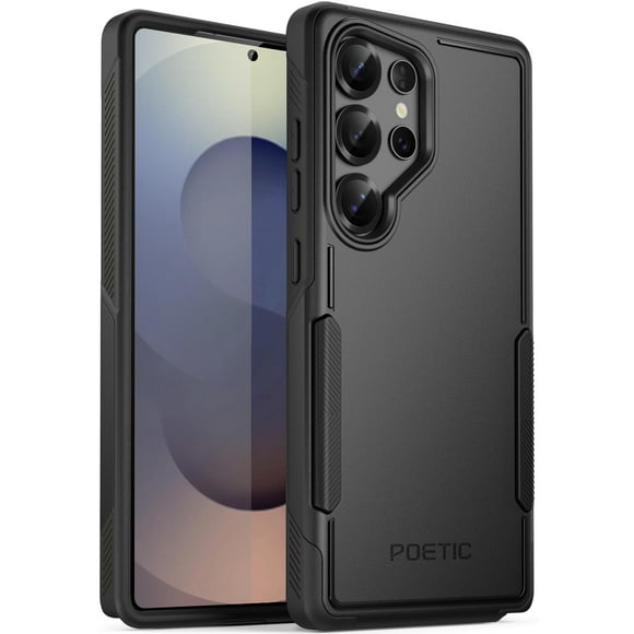 Poetic Neon Case for Galaxy S25 Ultra 5G, Dual Layer Heavy Duty Rugged Lightweight Slim Shockproof Protective Cover Phone Case, Black