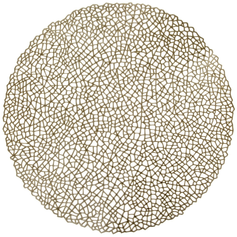 Koyal Wholesale Round 15" Gold Laser Cut Freeform Lace Vinyl Placemats