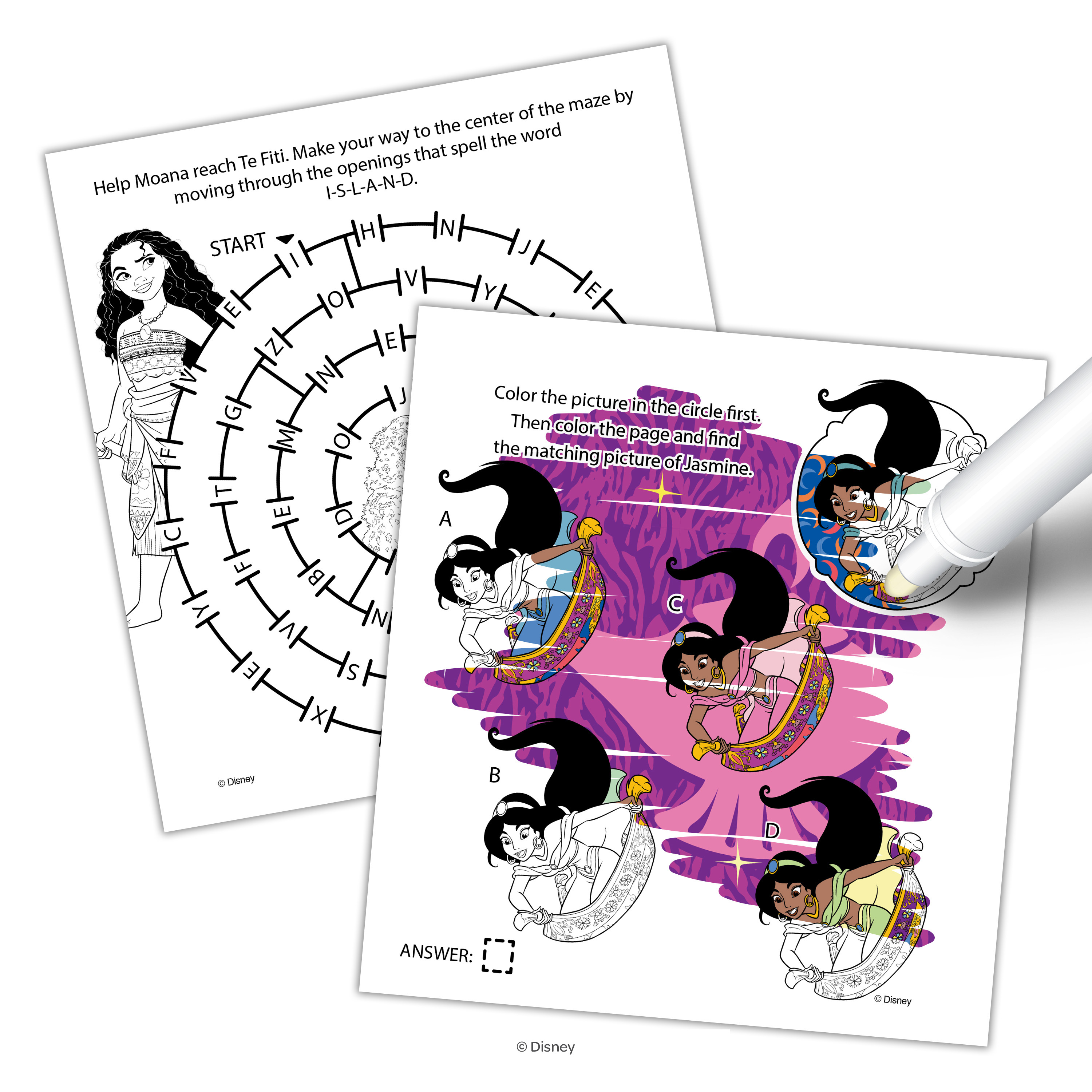 Disney Princess 12-Page Imagine Ink Mess Free Coloring Book with Stickers