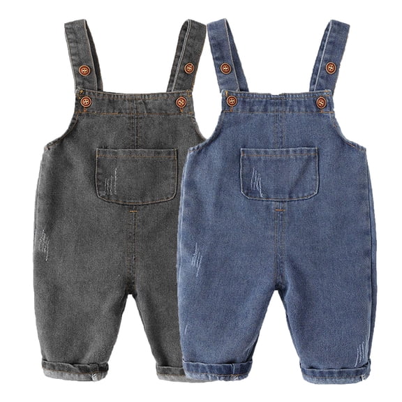 RTKFRFLM Baby Denim Overall Pants Fashionable Cute Jean Suspender Trousers Blue 18-24 Months