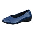 thumbnail image 6 of Ballet Flat Shoes for Women Shine Leather Round Toe Slip on Low Wedge Heel Business Work Dress Shoes Casual Walking Shoes Blue Size 6.5, 6 of 7