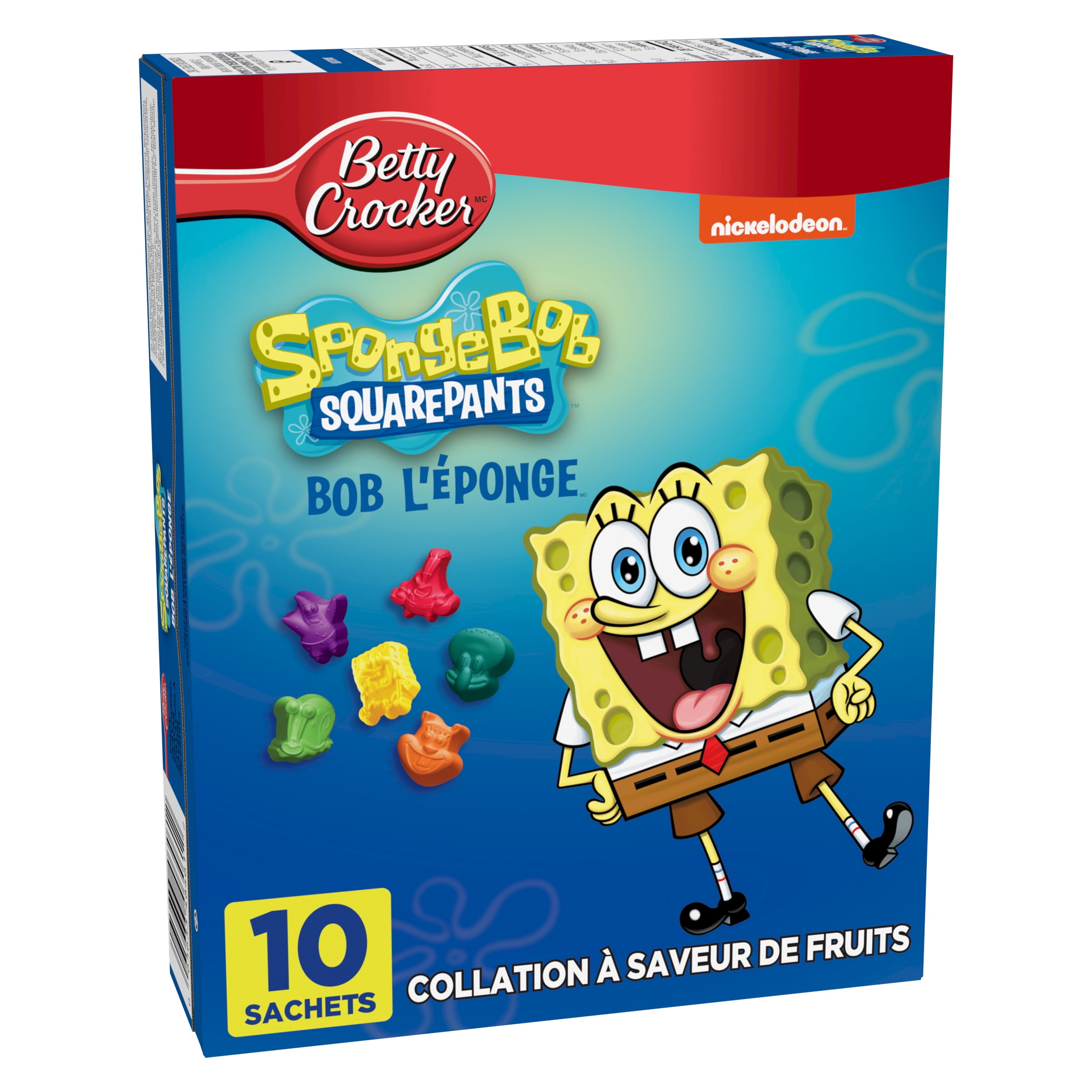 Collations à saveur de fruits Sans gluten SpongeBob SquarePants Édition animation de Betty Crocker 10 sachets, 226 g
