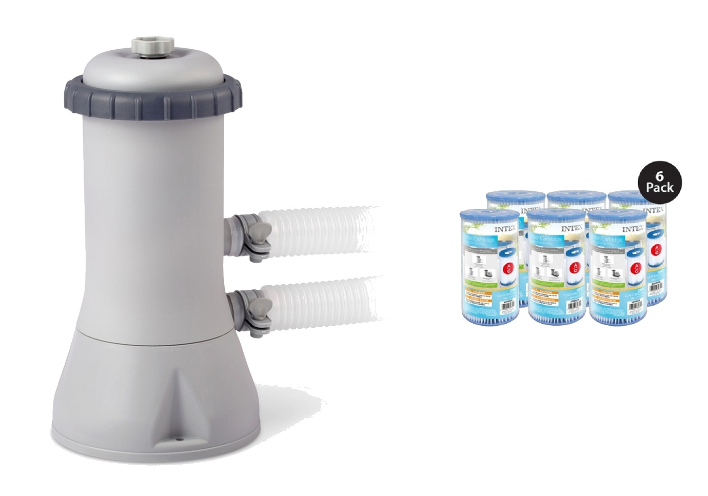 Intex 15' X 48" Metal Frame Round Above Ground Pool Set 6-pack Filters with Maintenance Kit