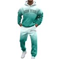 thumbnail image 2 of Men's Tracksuits 2 Piece Set Color Patchwork Loose Fit Hoodie Sweatshirt and Joggers Sweatpants Sets Versatile Fall Winter Long Sleeve Sport Suit with Pocket, 2 of 5