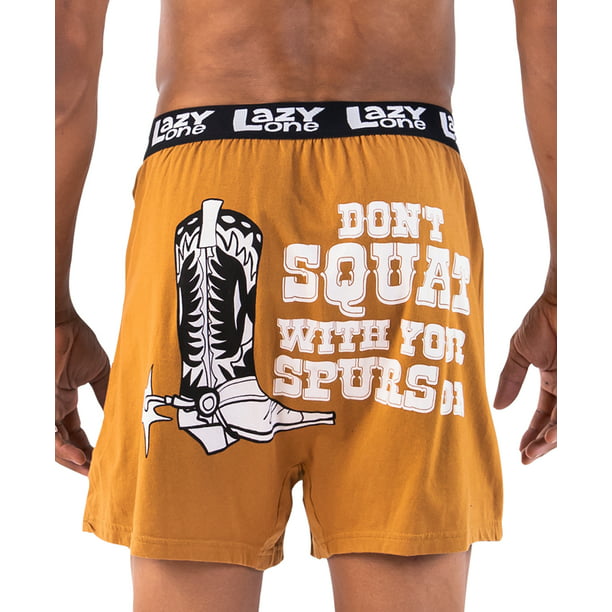 LazyOne Funny Boxers, Humorous Underwear, Gag Gifts for Men, Don't Squat -  