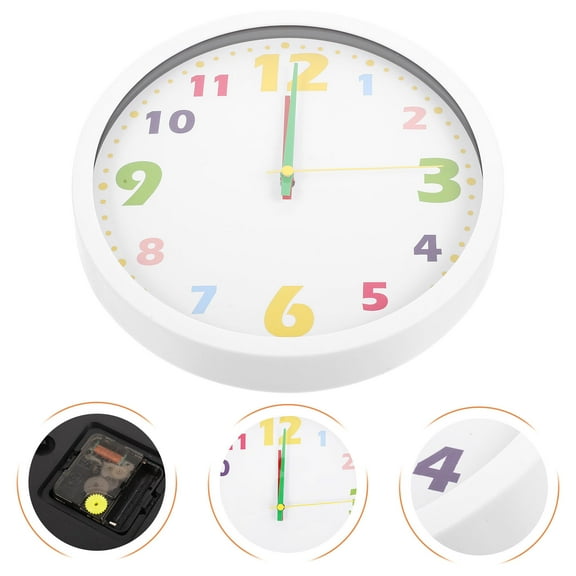 FONDOTIN Easy Install White Wall Clock with Silent Movement for Bedroom and Dining Room Decor