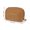 thumbnail image 2 of Unique Bargains 1 Pc Semicircular Drawstring Makeup Bag for Vacation Business Travel PU Brown, 2 of 6