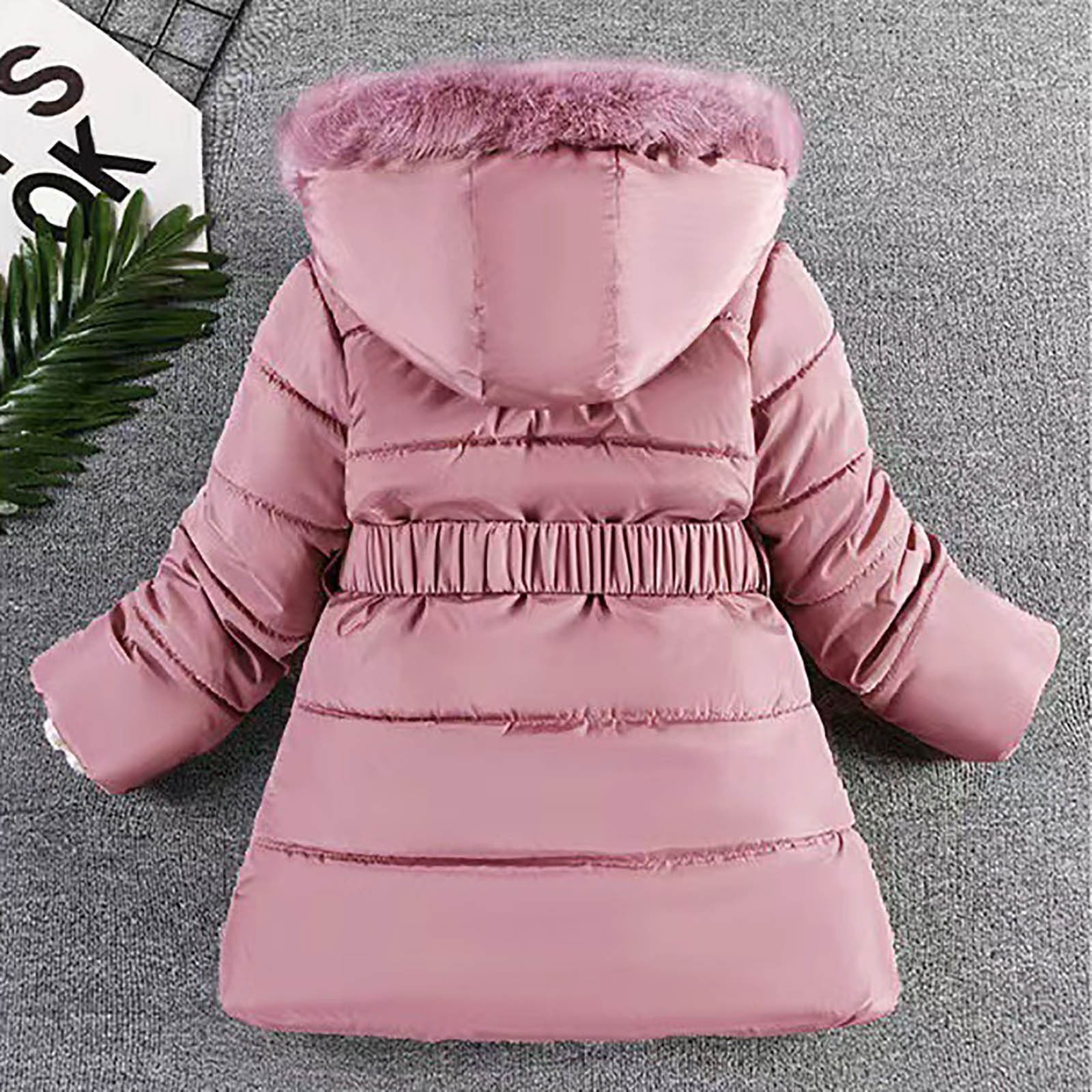 Gubotare Girls Coats Girls Winter Reversible Puffer Jacket Kids Heavyweight -Down Fuzzy Fleece Lined Water-Resistant Coat Size 6-7 (Pink,6-7 Years)