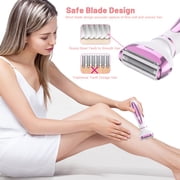 4 in 1 Electric Razor for Women Cordless Hair Removal Ladies Shaver Painless Body Hair Trimmer Remover Rechargeable Epilator for Bikini Facial Nose Ear Eyebrows Leg