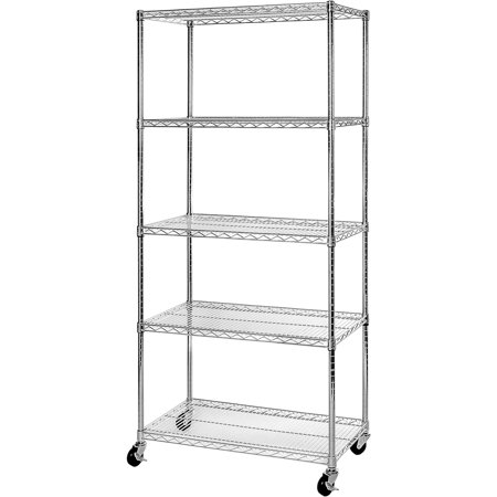 Seville Classics UltraDurable Heavy Duty NSF Solid Steel Wire Rack Storage Unit, Organizer for Garage, Warehouse, Office, Restaurant, Classroom, Kitchen, Steel, 5-Tier Shelving, 36" W x 18" D
