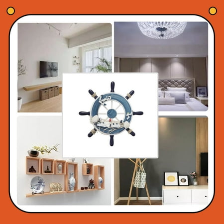 

Ship Wheel Rudder Wall Decor Nautical Beach Wooden Boat Ship Steering Wheel Fishing Net Shell Home Wall Decoration