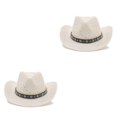thumbnail image 3 of Sombrero de paja de vaquero de verano Sonducket sombrero de playa de ala ancha para hombre tejido a mano, 3 of 6