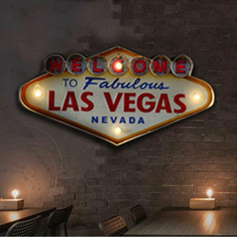 Enseigne Lumineuse Néon « Welcome To Las Vegas » – 60x40 Cm, LED Bleu Et Rouge, 3W, Consommation Basse