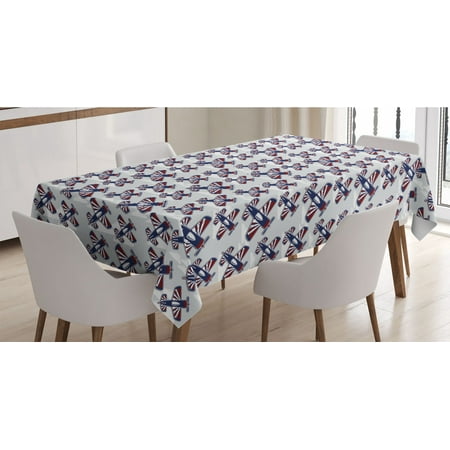 

Airplane Tablecloth Aviation Theme Pattern with Airships in Classical Colors Above the Clouds Rectangle Satin Table Cover for Dining Room and Kitchen 52 X 70 Navy Blue Red White by Ambesonne