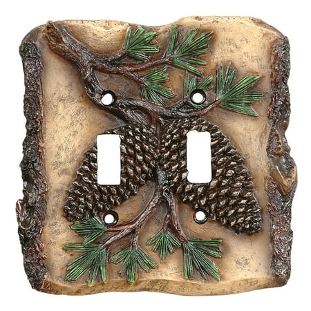 Mountain Cabin Pinecone - Pinecone Cabin Double Switch Plate - Wilderness Decor