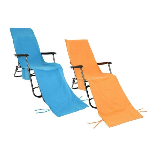 housse de chaise longue de plage, housse de chaise de plage poche pour  serviette de piscine, poches de rangement latérales pour chaise longue  patio extérieur, clips de jardin en microfibre bains de