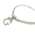 thumbnail image 2 of iJewelry2 Kings and Queens Crowned Initial Letter G Crystals Pendant Silver-tone Cuban Linked Chain Necklace, 2 of 3