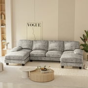Homall U Shaped Sectional Sofa with Chenille Fabric Sofa Couch with Double Chaise