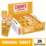 Chomps Mini Free Range Turkey Jerky Sticks, High Protein, Gluten Free, Sugar Free, Whole 30 Approved, 24ct 0.5oz