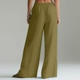 thumbnail image 4 of APEXFWDT Women's Cotton Linen Wide-Leg Pants Casual Loose Pleated Front Trousers Elastic Waist Palazzo Trousers with Pockets,XXXL,Army Green, 4 of 8