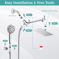 thumbnail image 5 of Rain shower head with hand unit, 8" high pressure rainfall shower head with extension arm, stand and hose, leak-proof waterfall, chrome, 5 of 8