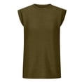 thumbnail image 4 of Haut Décontracté pour Femmes à Manches Courtes Unies Col Rond avec Boutons (Vert Armée, 2TG), 4 of 6