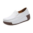 thumbnail image 4 of Zapatos casuales de mujer, zapatillas de deporte de suela gruesa sin cordones para caminar, talla 35 blanco, 4 of 9