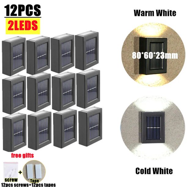 Luces solares para decoración de jardín al aire libre, lámpara LED de pared impermeable, cálida, luminosa, arriba y abajo, hogar, balcón, patio, calle, decorativa