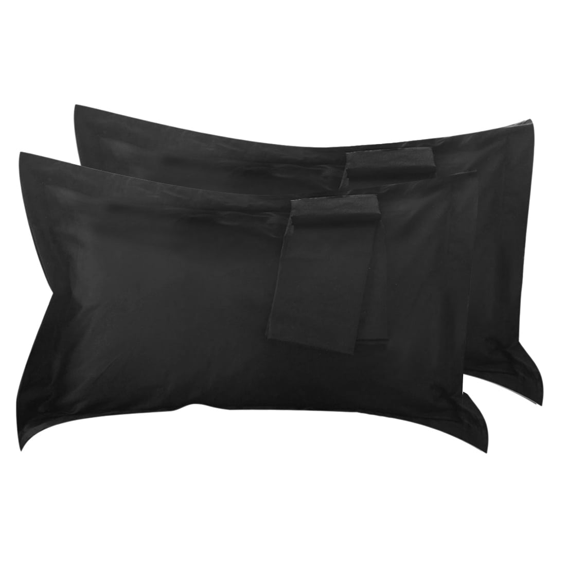 Cotton Pillow Shams Oxford Style Pillowcases Black 20 x 30 Inch Set of
