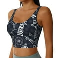 thumbnail image 2 of Fotbe Anchors and Lighthouse Pattern Womens' Sports Bra Longline Wirefree Padded with Medium Support Sports Moisture-Wicking Workou Vest,Tank Top-Large, 2 of 7