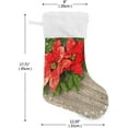 thumbnail image 2 of Poinsettia Flower Wood Christmas Stockings Christmas Presonalized Large Stocking Sock, Set of 1 Xmas Party Winter Decor Candy Bag Family Holiday Gift, 17.7 Inch, 2 of 7