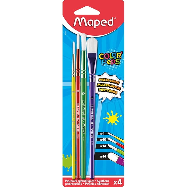 Juego de 4 Pinceles Maped del N°4/10/14 Para Uso Prescolar o Manualidades Maped 867810