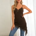 thumbnail image 2 of GEWSEY Lace Camisole Women Satin Tank Long Top Sleeveless Spaghetti Strap Silk Cami Shirt Asymmetrical Slip Dress Fashion (Brown, M), 2 of 9