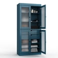 thumbnail image 5 of 100% Solid Wood 32" Bathroom Cabinet with Frosted Glass Doors and 2-Drawers, 5 of 6