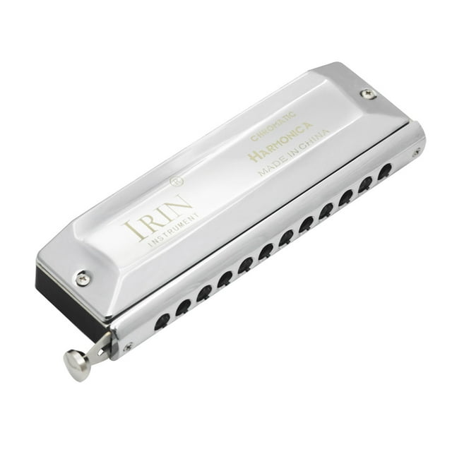 Armónica cromática profesional de 12 agujeros en Do, ideal para principiantes - Incluye estuche y paño de limpieza, tono plateado brillante