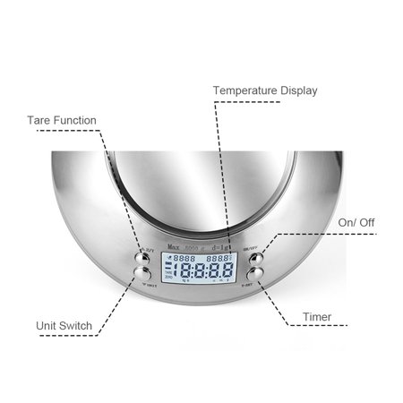 High Scale Kitchen Scale 11lb/ 5kg Food Scale with Bowl Timer ...