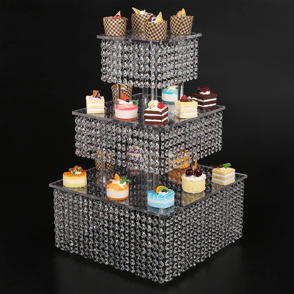 3-7 Tier Crystal Clear Acrylic Round Cupcake Stand Hotle Wedding Display Tower 