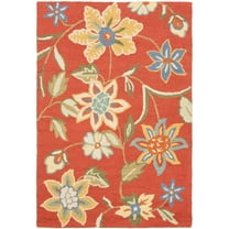SAFAVIEH Blossom Mindy Floral Wool Area Rug, Rust/Multi, 4' x 6'
