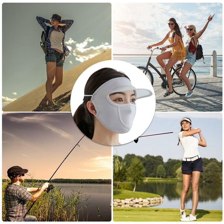 Kotyreds Ice Silk Sunscreen Full Face Mask UV Protection Cycling Sports  Beach Sun Hat Cap