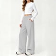 thumbnail image 5 of Wide Leg Sweatpants for Girl, Elastic Waist Loose Sports Bottoms, Winter Fleece Casual Sports Long Trousers with Pockets,5-6 Years, 5 of 9